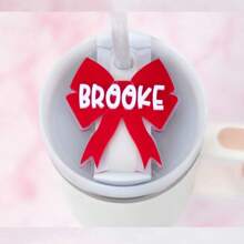 Bow Name Plate - Bow Tumbler Name Tag - Cup Accessories - Tumbler Topper - Fits 20, 30 Or 40 Oz Water Bottle