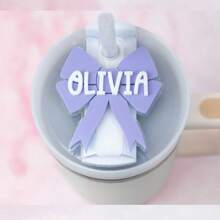 Bow Name Plate - Bow Tumbler Name Tag - Cup Accessories - Tumbler Topper - Fits 20, 30 Or 40 Oz Water Bottle