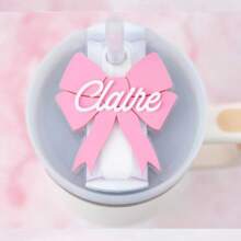 Bow Name Plate - Bow Tumbler Name Tag - Cup Accessories - Tumbler Topper - Fits 20, 30 Or 40 Oz Water Bottle