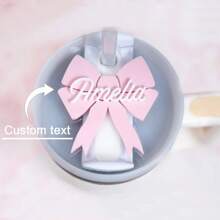 Bow Name Plate - Bow Tumbler Name Tag - Cup Accessories - Tumbler Topper - Fits 20, 30 Or 40 Oz Water Bottle