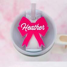 Bow Name Plate - Bow Tumbler Name Tag - Cup Accessories - Tumbler Topper - Fits 20, 30 Or 40 Oz Water Bottle