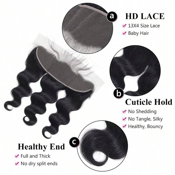 Cierre frontal de encaje 13x4 Encaje suizo Cabello real Cabello humano Cierre de encaje prearrancado con línea de cabello natural Cabello Remy negro sin procesar 45 + -5 g