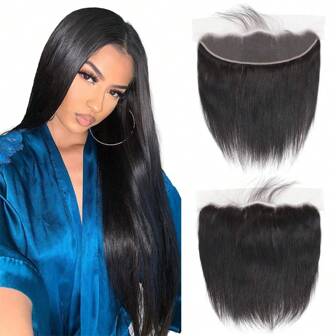 Cierre frontal de encaje 13x4 Encaje suizo Cabello real Cabello humano Cierre de encaje prearrancado con línea de cabello natural Cabello Remy negro sin procesar 45 + -5 g