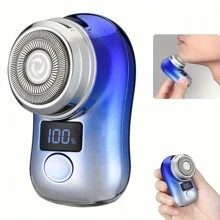 220mAh USB Rechargeable Electric Shaver For Men, Digital Display, Compact & Portable, Suitable For Business Travel And Men's Holiday Gift - Blue - View 3