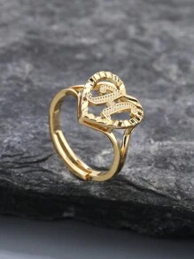 1 chiếc nhẫn sáng tạo cổ điển 26 chữ cái có thể điều chỉnh, phong cách châu Âu và Mỹ, phù hợp cho các cặp đôi - Vàng - Xem 40