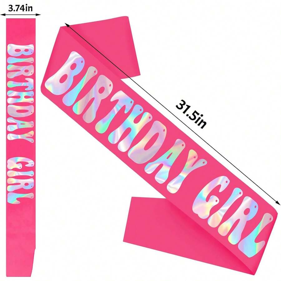 Geburtstagsschärpe & Tiara Set Rosa - Glitzer Accessoires Für Geburtstagskinder