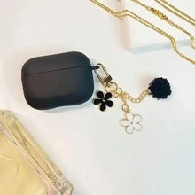 1pc Black & White Floral Chain Earphone Case Compatible With IPhone, 1/2, 3/Pro/Pro 2 Wireless Earphones, Boyfriend/Girlfriend Gift, 4 - Matte Black - View 11