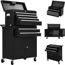 GOCAPTAIN 24" Tool Chest,Tool Storage Removable Tool Box Combo,Rolling Tool Chest With 8 Drawers & Detachable Top Tool Box,Tool Cabinet With Lockable Wheels And Liner,Toolbox For Garage And Workshop - Black - View 1