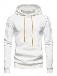 Two Pieces Hoodie Set, Casual Men's Waffle Fabric, Stylish And Hit, Street Travel, Leisure Vacation