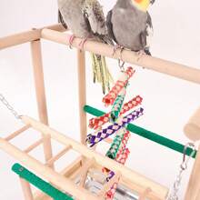 1 Pc Random Color & Style Parrot Perch, Includes Abrasive Perch, Ladder, Swing, Platform & Claw Grinding Stick, Bird Toy Accessories