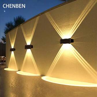 CANMEIJIA Luces solares de pared, luces LED RGB de color cambiante, luces solares de paisaje de gran tamaño y resistentes al agua, lámpara de pared decorativa moderna para el hogar, adecuada para jardín/estacionamiento/pasillo exterior/entrada/porche/balcón/maceta/intersección/pared exterior/pared interior/azotea