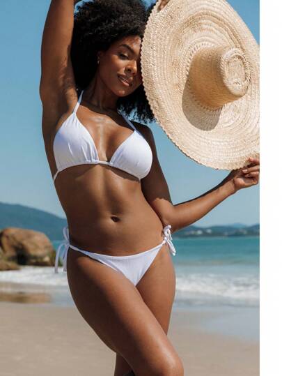 Biquini feminino Cortininha Glam, top cortininha com bojo removível, calcinha fio duplo, Zero transparência, moda praia L'evo