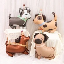 Set de 4 globos de aluminio con temas de perros dálmatas/huskies/pug para fiestas de cumpleaños, bodas, decoración de celebraciones de aniversario