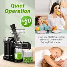 WHALL Cold Press Juicer, Masticating Slow Juicer Vegetable And Fruit, Juicers With Quiet Motor & Reverse Function, Easy To Clean With Brush - Black - View 2