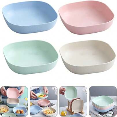 10 đĩa tráng miệng vuông nhiều màu, đĩa đựng trái cây, đĩa khai vị nhỏ, khay đựng hạt, đĩa đựng bánh cưới có thể tái sử dụng, đĩa đựng đồ ăn nhẹ cho tiệc salad, thích hợp cho du lịch, cắm trại, dã ngoại (Kích thước: 13,5"D x 13,5"R x 2,5"C)