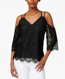 BAR III Strappy Lace Cold Shoulder Top