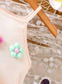 Young Girl Sleeveless Dress, Summer Dress With Sling Bag And Fringe Decor, Soft Fabric, Comfortable Material, Fit For Age 4-7 Years Old