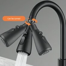 Universal Kitchen Faucet Extension With Splash-Proof Design And Directional Flexibility, One-Click Stop Water, Suitable For Sinks And Showers, With An Additional External Threaded Connector Home Bathroom Decor Fall Decor Back To School - Black - View 5