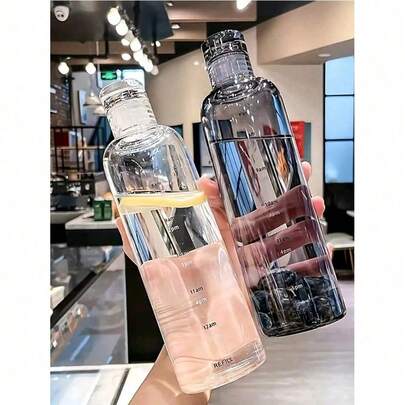 1 件装女士便携式塑料水瓶，容量大，外观漂亮，摇摇瓶，时间，玻璃果汁瓶，水瓶，适用于户外、露营