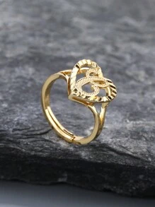 1 chiếc nhẫn sáng tạo cổ điển 26 chữ cái có thể điều chỉnh, phong cách châu Âu và Mỹ, phù hợp cho các cặp đôi - Vàng - Xem 24