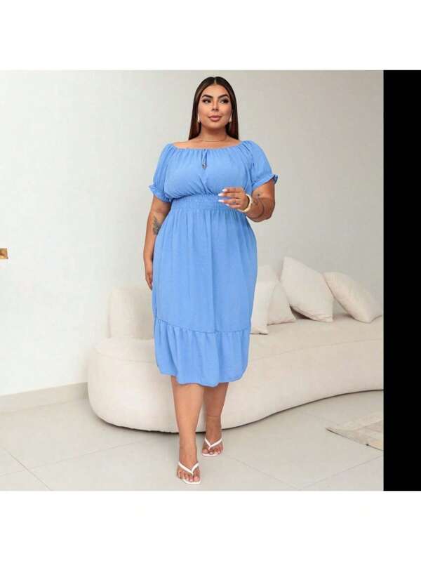 Vestido Midi Ciganinha Tecido Duna Pipoca Manga Princesa Moda Feminina Plus Size