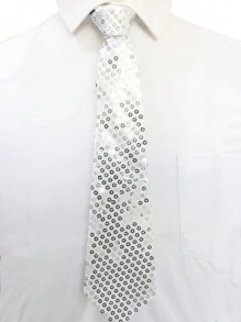 1pc Glitter Pull Tie Necktie, Solid Color Easy Zip Necktie, Suitable For Party, Performance, Celebrations Valentines