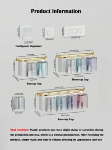 1 Set Wall-Mounted Toothbrush Holder, With 4/3/2 Dust-Proof Cups And Toothpaste Dispenser,Multifunctional Bathroom Organizer With Automatic Toothpaste Dispenser And Cups, Punch-Free Bathroom Shelf, Luxury Bathroom Set, Bathroom Wall-Mounted Organizer For Brushing Teeth And Storage, Bathroom Accessories For Home Use - Multicolor - View 3