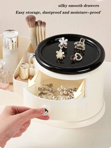 带抽屉的梳妆台收纳盒，珠宝和化妆品收纳盒，用于化妆刷、眼影、乳液、口红、指甲油，适用于梳妆台、浴室、卧室
