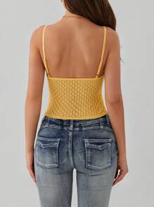 Women Summer Crop Camisole Casual Solid Color Backless Spaghetti Strap Tank Tops Sleeveless T-Shirt For Club Streetwear - 黃色 - 查看 8