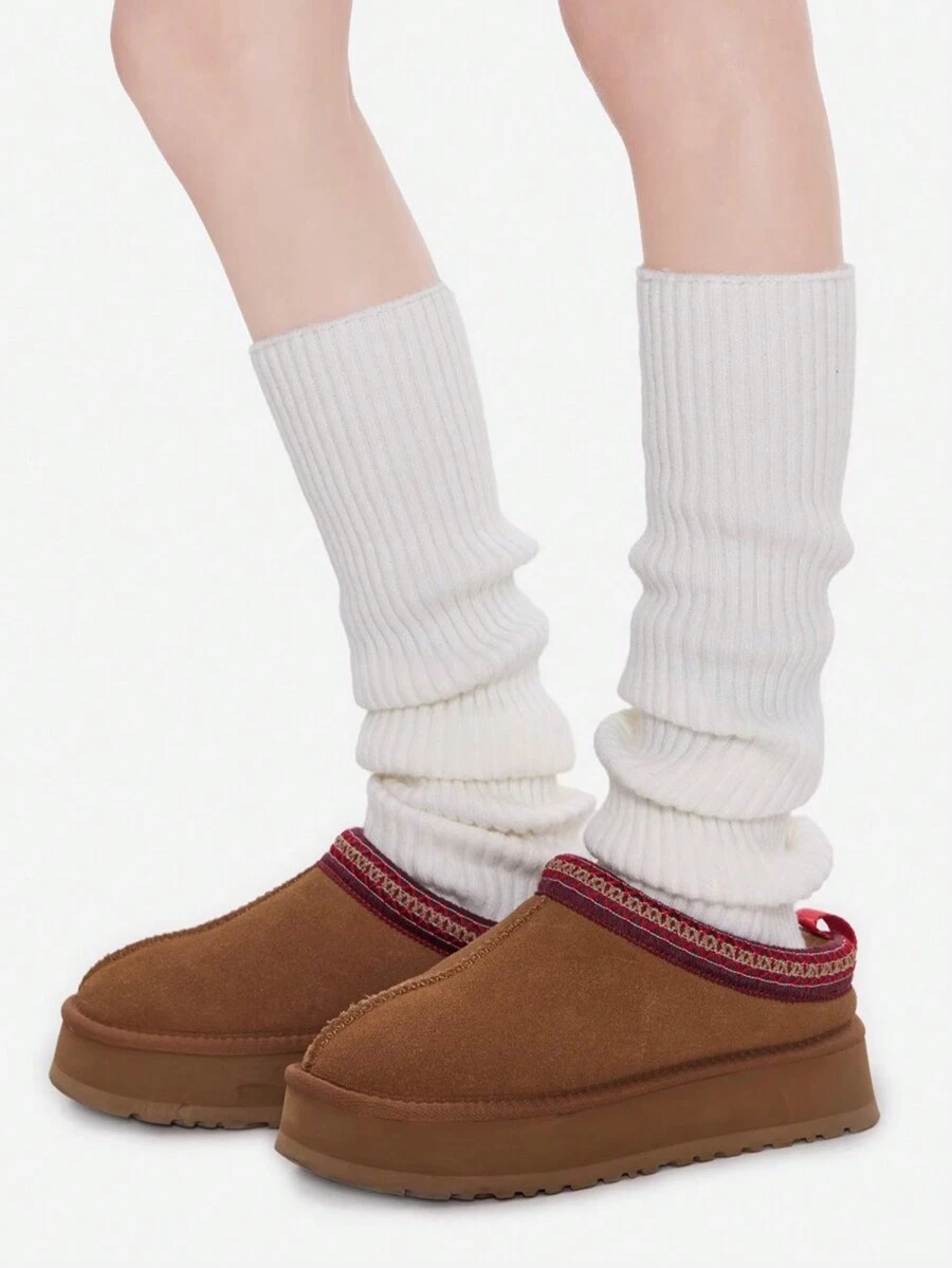 1 Paio di Scaldamuscoli da Donna a Tinta Unita e a Righe, Stile Retrò alla Moda, Carini e Affascinanti per Uso Quotidiano, Adatti per Donne in Autunno/Inverno