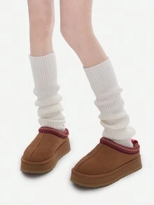 1 Paio di Scaldamuscoli da Donna a Tinta Unita e a Righe, Stile Retrò alla Moda, Carini e Affascinanti per Uso Quotidiano, Adatti per Donne in Autunno/Inverno