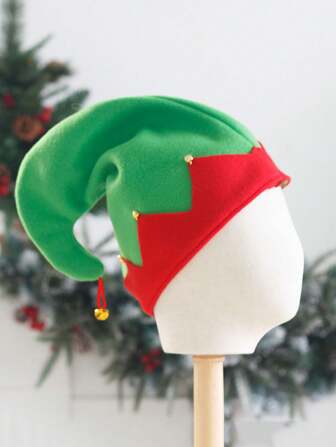 1顶圣诞帽，大小两色可选，红绿相间，带铃铛，节日派对头饰，最佳礼物，生日家居装饰，圣诞装饰，房间装饰，冬季圣诞装饰，家居圣诞礼物，圣诞装饰