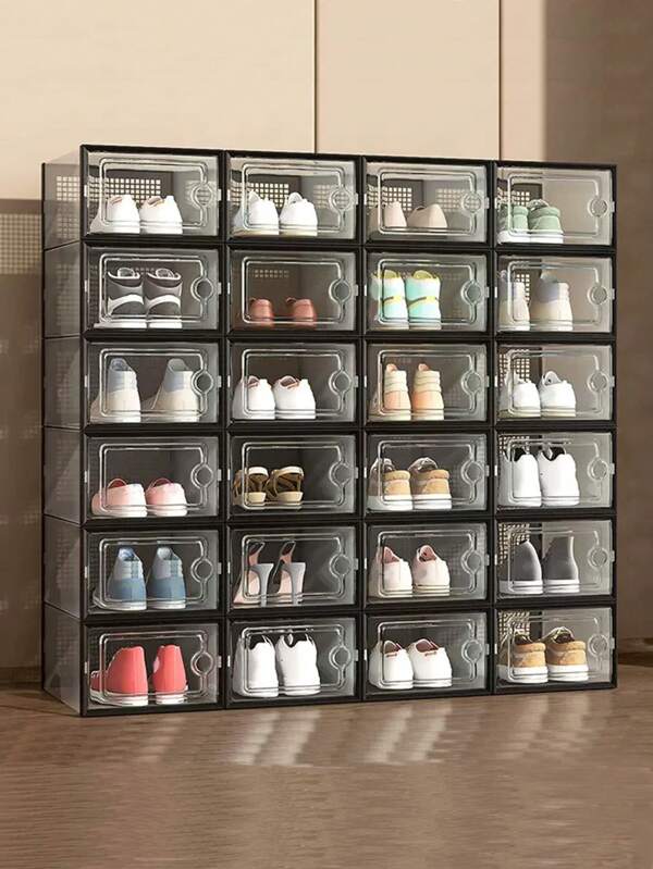 1/6/9 Pack Large Shoe Storage Box Organizer For Closet, Versatile Clear Plastic Stackable Sneaker Shoe Rack Containers Bins Holders, Portable Closet Organizers And Storage