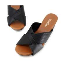 Usaflex Women's Clogs With Textured Block Heel AE3219 - 黑色 - 查看 9