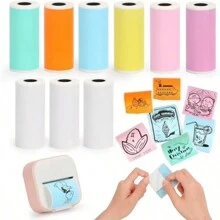 Papel Adesivo para Mini Impressora, Rolos de Papel Térmico para T02/M02 e Mini Impressora, Papel Autoadesivo de Cor Suave 25X57mm Paperang P1 P6 A6 A8 57mm Largura Impressora de Fotos para Notas, Fotos, Adesivos, Álbum de Recortes, Natal