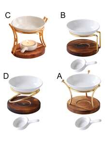 1 件装双圆形香薰灯炉机器陶瓷家用精油蜡烛灯炉 - 彩色 - 查看 2