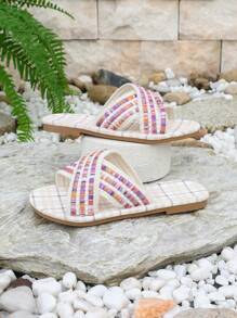 Stylish And Comfortable Peep-Toe Pink Slippers For Girls Breathable Light Beach Slippers For Outdoor Activities - Pink - View 6