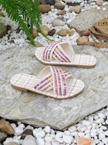 Stylish And Comfortable Peep-Toe Pink Slippers For Girls Breathable Light Beach Slippers For Outdoor Activities - Pink - View 4