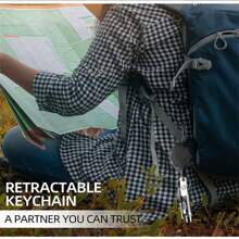 1 Set (2pcs) Retractable Key Chain, Includes Thicker Tactical ID Badge Reel With Carabiner, Suitable For Rugged Hiking Backpacks And Climbing