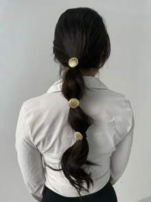 3个新款海洋贝壳发圈，优雅百搭的发饰，高弹力发绳，女士礼物，马尾辫发圈，发圈，橡皮筋发带，发绳 - 彩色 - 查看 8