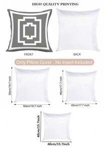 1 pieza Funda de almohada con patrón geométrico gris y blanco, cubierta de cojín de piel de durazno suave para decoración de hogar/oficina (No incluye el núcleo de la almohada)