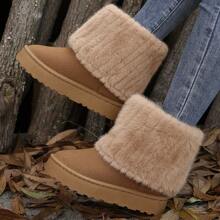 Merking Women's Snow Boots - Fluffy Fluffy Lined Short Casual Shoes With Platform Winter Boots For Women Faux Fur Boots - 棕色 - 查看 4