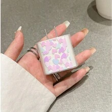 5 件印花充电适配器保护套，数据线保护软壳，适用于 16 Pro Max，16/15/14/13 充电适配器带绕线设计，18/20W 快速充电器保护套，送给男朋友/女朋友的礼物 - 多彩愛心 - 查看 3