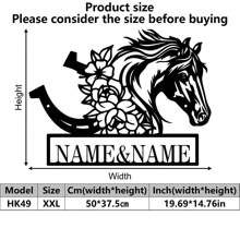 [Custom] 1pc Metal Horse Wall Decor Plaque - Personalized Name Plate, Suitable For Home Decor, Farmhouse, Living Room, Office - Artistic Wall Hanging, Outdoor Wall Decor / Outdoor Wall Art - Home Aesthetics Gifts Birthday Graduation