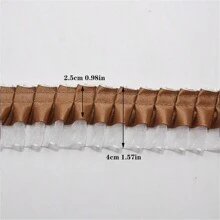 Double Layer Transparent Tulle Fabric With Pleated Ruffled Edges, Polyester Fabric Lace Trim For DIY Doll, Sewing And Craft Projects