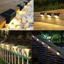 4/12PC Waterproof Solar Deck Light, Used For Outdoor Stairs, Fences, Gardens, Balconies, Yards, Terraces, And Channel Decoration - Warm White LED Light