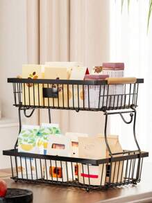 厨房水果收纳架 客厅双层可拆卸零食收纳架 家用桌面蔬果托盘，家居用品，浴室用品，生日装饰，新年礼物，情人节礼物