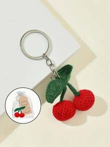 30 Stück/15 Stück Kirsche Schlüsselanhänger mit Danke Karten als Party Favors Set, enthält 5 handgemachte Kirsche Schlüsselanhänger aus Wollfilz, 5 braune Dankeschön-Anhänger und 5 weiße Zugbeutel, geeignet für Geburtstag, Hochzeit, Neujahr, Muttertag, Taufe und Obst-Themen Party, kleine Partygeschenke