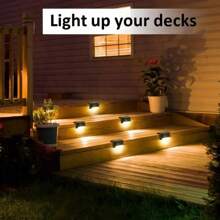 4/12PC Waterproof Solar Deck Light, Used For Outdoor Stairs, Fences, Gardens, Balconies, Yards, Terraces, And Channel Decoration - Warm White LED Light