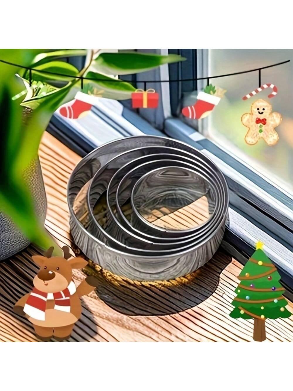 مجموعة 5 قطع، قاطع عجينة خبز البسكويت، قالب الفوند...